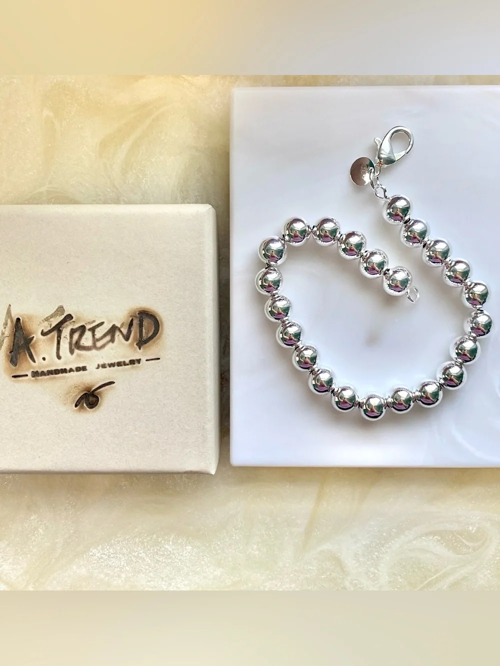 6mm Sterling Silver Bead Bracelet
